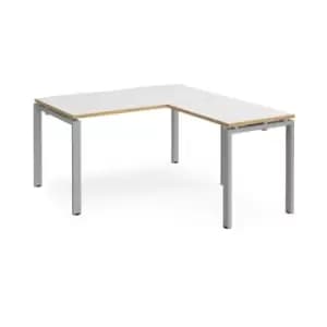 Bench Desk Add On Return Desk 1400mm White/Oak Tops With Silver Frames Adapt