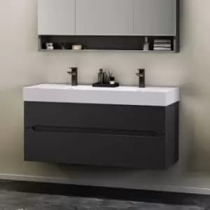 1200mm Anthracite Wall Hung Double Vanity Unit with Basin - Morella