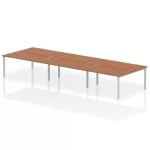 Impulse Bench B2B 6 Person 1600 Silver Frame Office Bench Desk Walnut