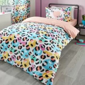 Bedlam Kids Be Wild Animal Print Reversible Duvet Cover Set, Coral, Single