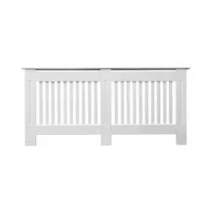 Painted Radiator Cover Cabinet With Vertical Modern Style Slats MDF X-Large in White - White - Jack Stonehouse