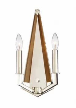 Wall Lamp 2 Candle Light E14 Polished Nickel, Taupe Wood