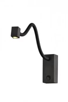Wall Lamp , Reader 1L 3W LED Square Head Spot, 3000K, 135lm, Round Base Matt Black
