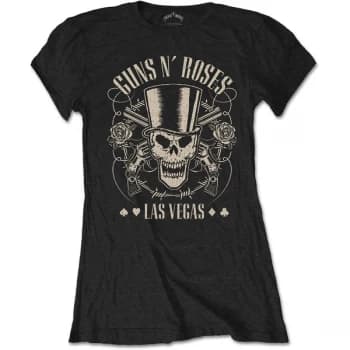 Guns N' Roses - Top Hat, Skull & Pistols Las Vegas Womens Large T-Shirt - Black