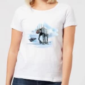 Star Wars AT-AT Reindeer Womens Christmas T-Shirt - White - 3XL