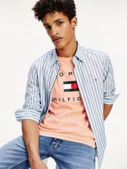 Tommy Hilfiger Slim Flex Houndstooth Stripe Shirt - Blue