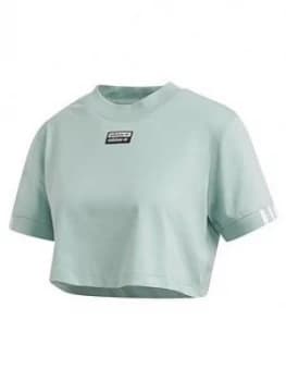 adidas Originals Cropped T-Shirt - Green, Size 18, Women