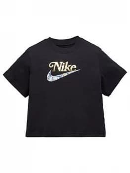 Nike Girls NSW Boxy Energy T-Shirt - Black, Size S=8-10 Years, Women
