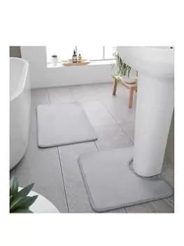 Catherine Lansfield Anti-Bacterial Memory Foam Bath And Pedestal Mat Set