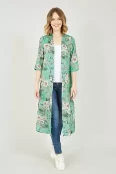 Sage Green Tropical Palm Print Kimono