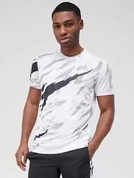 adidas Own The Run Tiger Camo T-Shirt - White/Black Size M Men