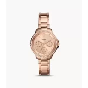 Fossil Womens Izzy Multifunction Rose Gold-Tone Stainless Steel Watch - Rose Gold