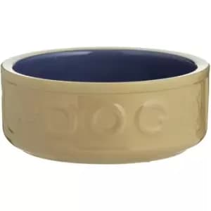 Mason Cash Cane and Blue Lettered Dog Bowl 18cm