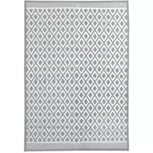 Small Diamond Waterproof Indoor/Outdoor Rug 170x120cm - Grey, White / Small Diamond - Charles Bentley