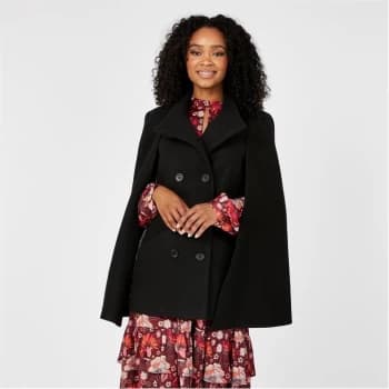 Biba BIBA Double Breasted Cape Jacket - Black
