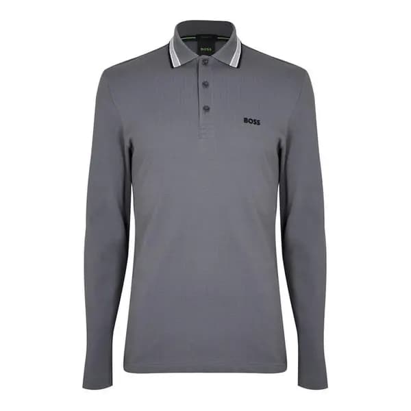 Boss Plisy Long Sleeve Polo Shirt - Grey 2XL