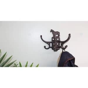 Cast Iron Wall Mounted Rotating Coat Hooks, Horse, 8 hooks