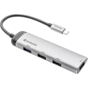 Verbatim Verbatim 4 ports USB 3.2 1st Gen (USB 3.0) hub + USB C connector, LED display Grey