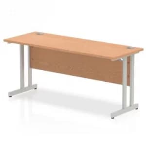 Impulse 1600/600 Rectangle Silver Cantilever Leg Desk Oak