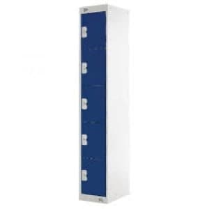 Five Compartment Locker D300mm Blue Door Dimensions H1800 x D300 x