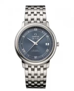 Omega De Ville Prestige Co-Axial 36.8mm Automatic Blue Railroad Dial Womens Watch 424.10.37.20.03.002 424.10.37.20.03.002