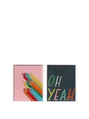ARTHOUSE Set 2 Slogan Framed Prints, Multi