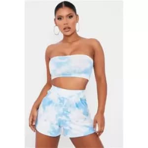 I Saw It First Blue Tie Dye High Waisted Loose Fit Shorts - Blue