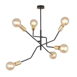 Bolt Black Contemporary Semi Flush Light 6x E27