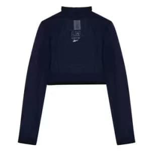 Reebok Mills Mesh Long Sleeve Crop Top Womens - Blue