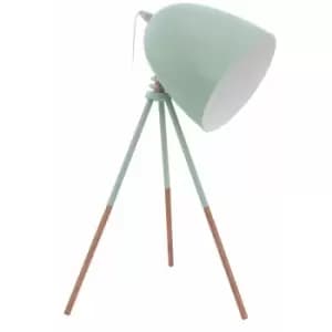 Loops - Table Lamp Desk Light Copper Tripod & Mint Steel Shade 1 x 60W E27 Bulb