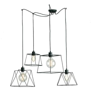Fan Europe Lighting - Fan Europe BROOKLYN 4 Light Cluster Pendant Ceiling Light Black 250cm