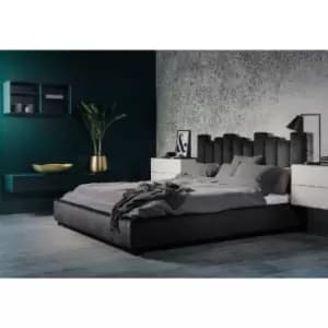 Glexton Bed King Plush Velvet Black
