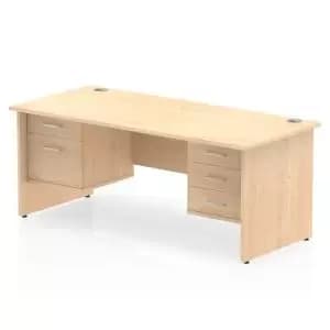 Impulse 1600 Rectangle Panel End Leg Desk MAPLE 1 x 2 Drawer 1 x 3
