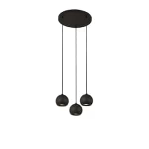 Eindhoven 3 Light Matt Black Mu Lighti Drop Pendant