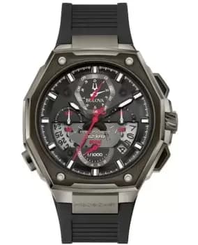 Bulova Precisionist Black Chronograph Dial Rubber Strap Mens Watch 98B358 98B358