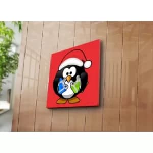 4545YYC-001 Multicolor Decorative Canvas Painting Christmas Penguin