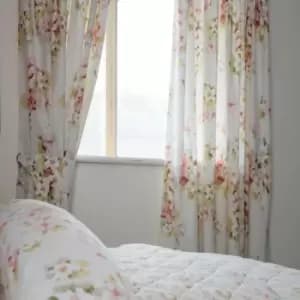 Belledorm Cherry Blossom Lined Curtains (168 x 183cm) (Ivory) - Ivory