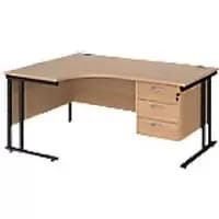 Dams International Left Hand Ergonomic Desk MC16ELP3KB 1,600 x 1,200 x 725 x 800 - 990 mm