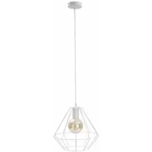 Netlighting Faro Wire Frame Pendant Ceiling Light White, 29cm, 1x E27