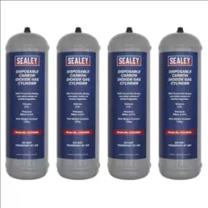 Sealey 1.3kg Disposable Carbon Dioxide Gas Cylinder - Pack of 4