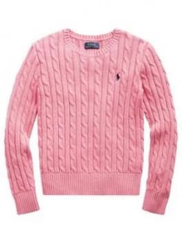 Ralph Lauren Girls Classic Cable Knit Jumper - Pink