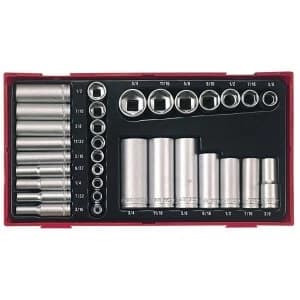 Teng TTAF32 Regular/Deep Socket Set, 32 Piece - 1/4 & 3/8in Drive