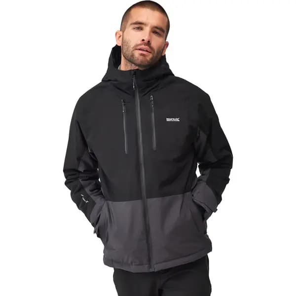 Regatta Mens Highton Stretch III Waterproof Jacket M - Chest 39-40' (99-101.5cm) Black/Ash RMP344-82G-M