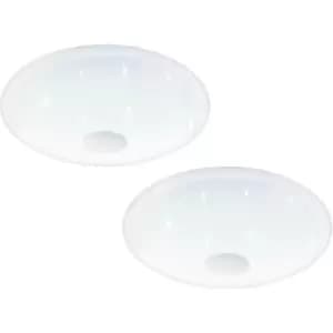 2 PACK Wall Flush Ceiling Light White Shade White Plastic Crystal Effect LED 30W