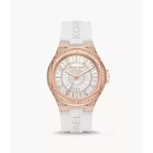 Michael Kors Womens Lennox Three-Hand Silicone Watch - White
