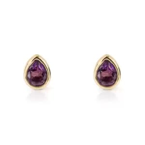 JG Signature Gold Plated February Birthstone Teardrop Stud Earrings
