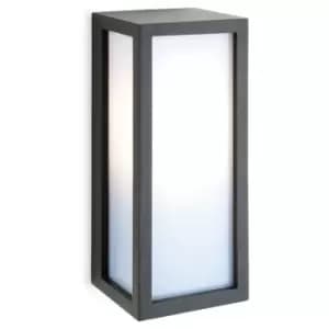 Warwick - 1 Light Outdoor Wall Light Graphite, Opal Diffuser IP54, E27 - Firstlight