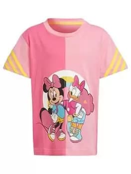 adidas Younger Girls Disney Minnie Mouse Short Sleeve T-Shirt - Light Pink, Size 3-4 Years, Women