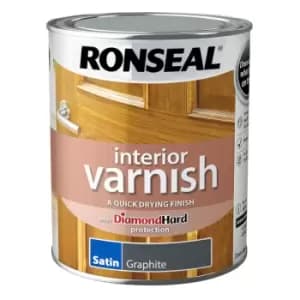 Ronseal Interior Wood Varnish - Graphite - Satin - 750ml - Graphite