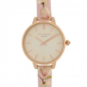 Ted Baker Marble and Floral Watch - Rose gold